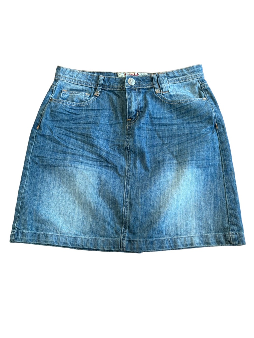 Liquid Jeans Denim Mini Skirt Size 9/10 (W30) Stretch Blue Wash Y2K